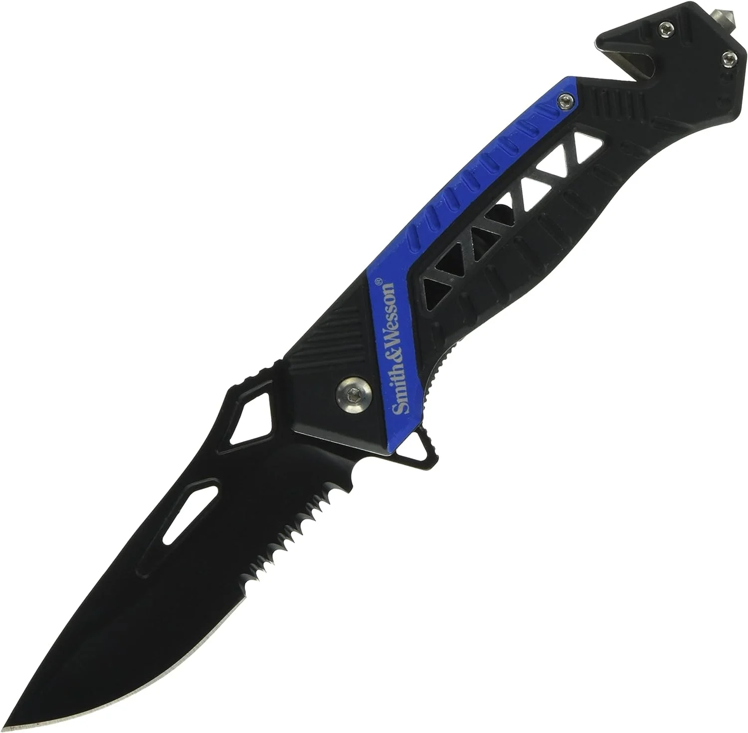 SW608BLS Drop Point Serrated Birdseye Black